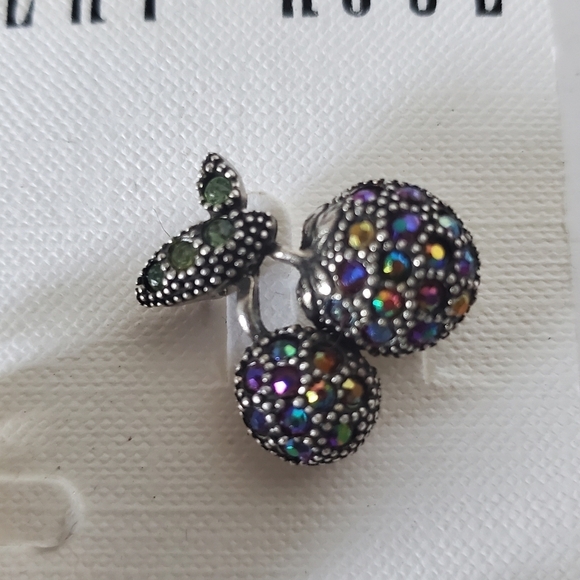 3 Robert Rose Pave Rhinestone Fruit Pins Brooches Cherry Pineapple Grapes - Picture 4 of 8